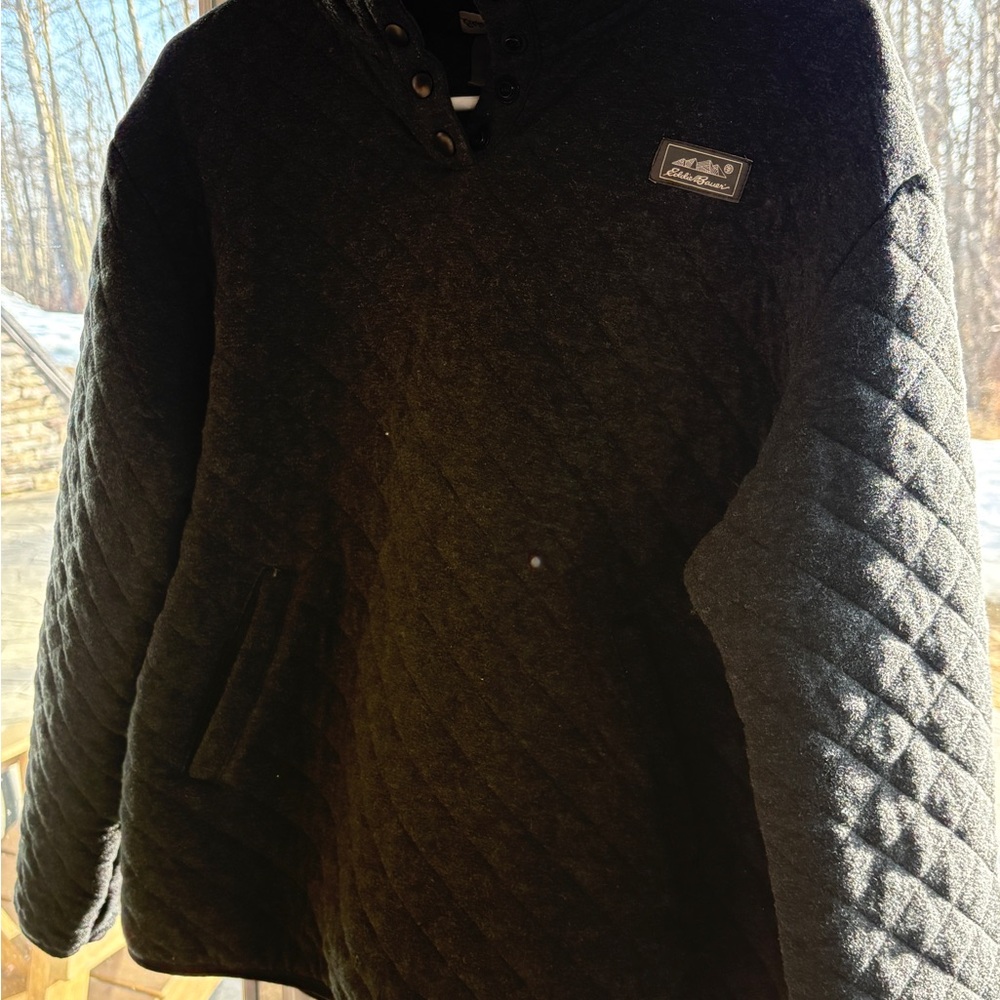 Eddie Bauer Black Quilted Pullover Sweater